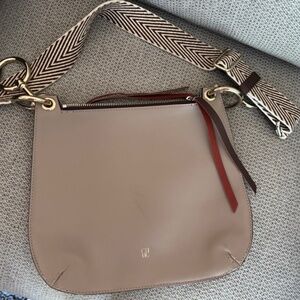 Carolina Herrera Leather Brown Beige Tan Crossbody Bag